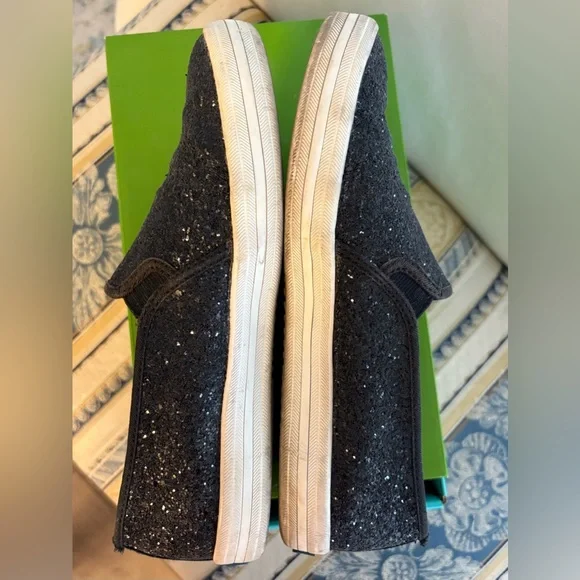 Keds x Kate Spade Women’s Slip On Double Decker Black Glitter Sneakers Size 7.5 - Picture 4 of 8